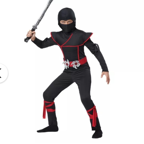 Spirit Halloween~Stealth Ninja Costume~Size‎ Small 6/8~Black Red - Picture 4 of 6